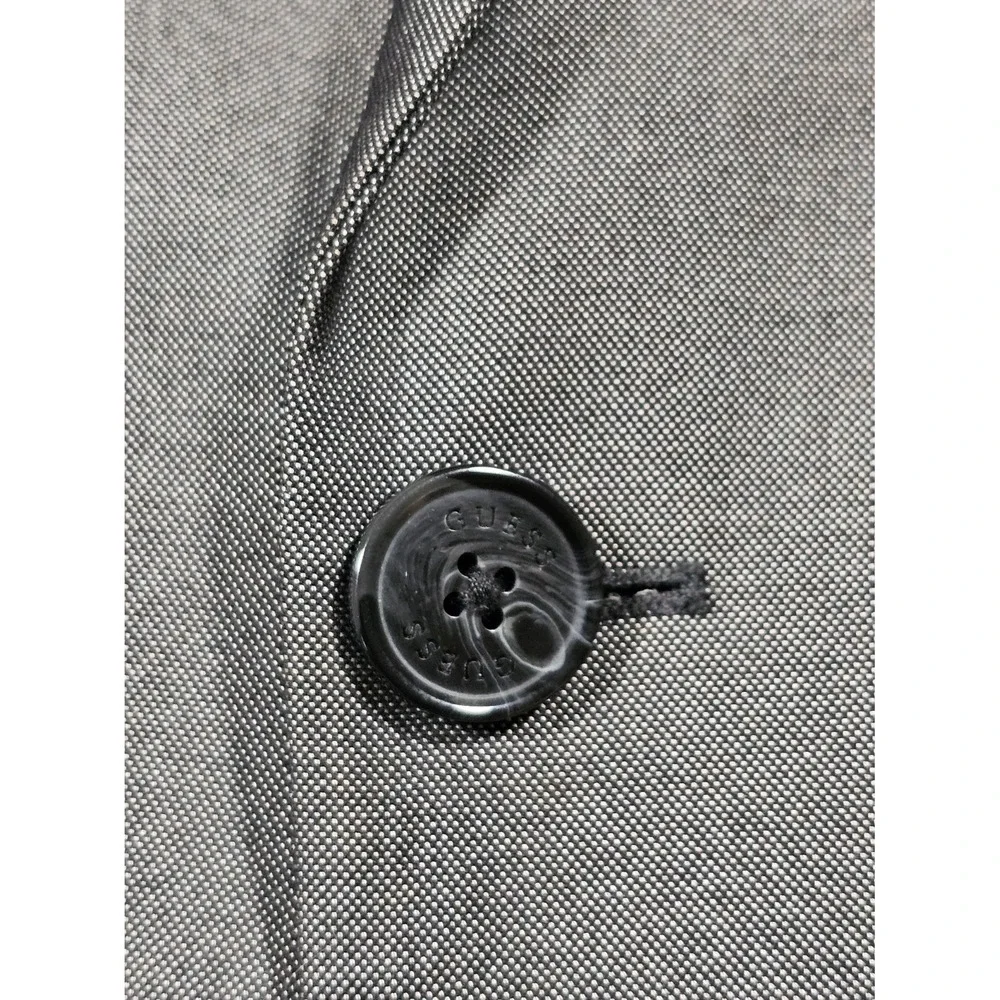 Guess‎ Mens Gray Two-Tone Single Button Slim Fit Blazer Jacket Metallic Sheen